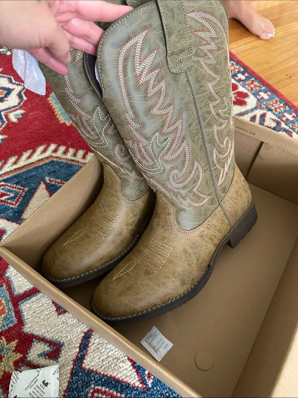 Olive Green Western Cowboy Boots